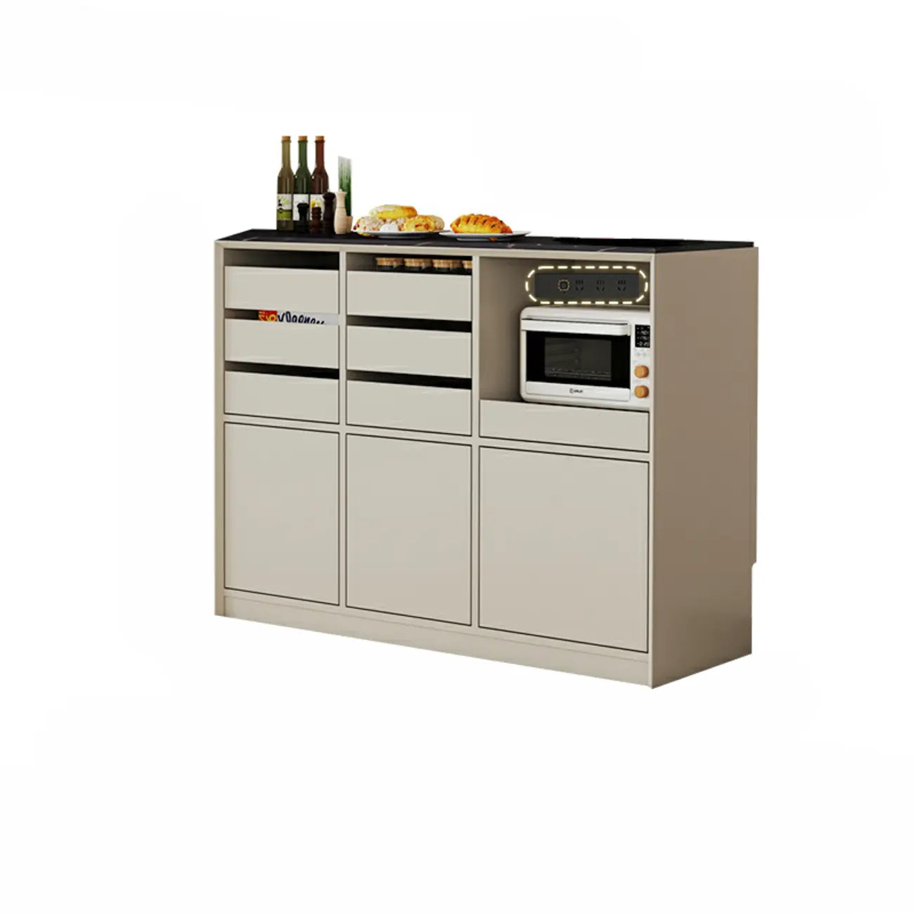 Buffet contemporain avec comptoir en pierre et tiroirs