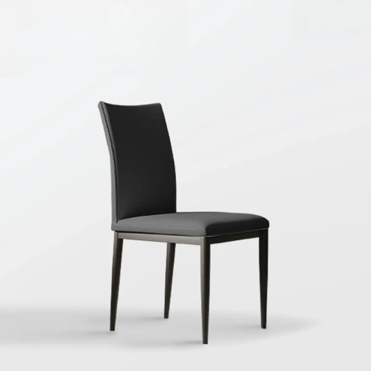 Chaise de salle à manger moderne à dossier solide, revêtue de similicuir