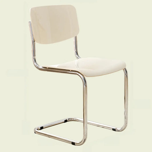 Chaise de salle à manger simple en métal sans accoudoirs, dossier plein jaune