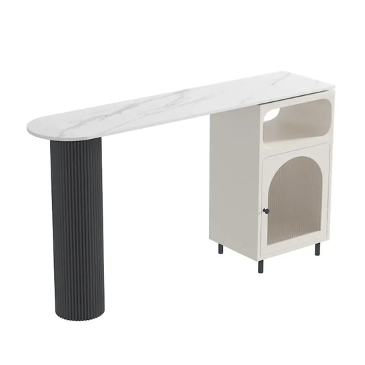 Table de bar blanche moderne pour 2 personnes avec double piétement pour salon
