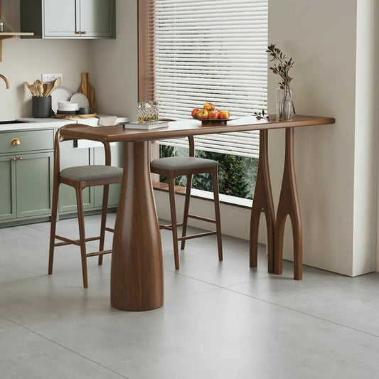 Table de bar rectangulaire marron en bois naturel pour salle à manger