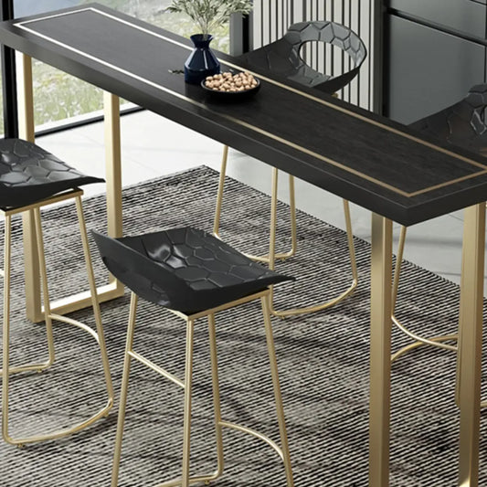 Tables de bar en pin noir glamour avec traîneau en fer doré