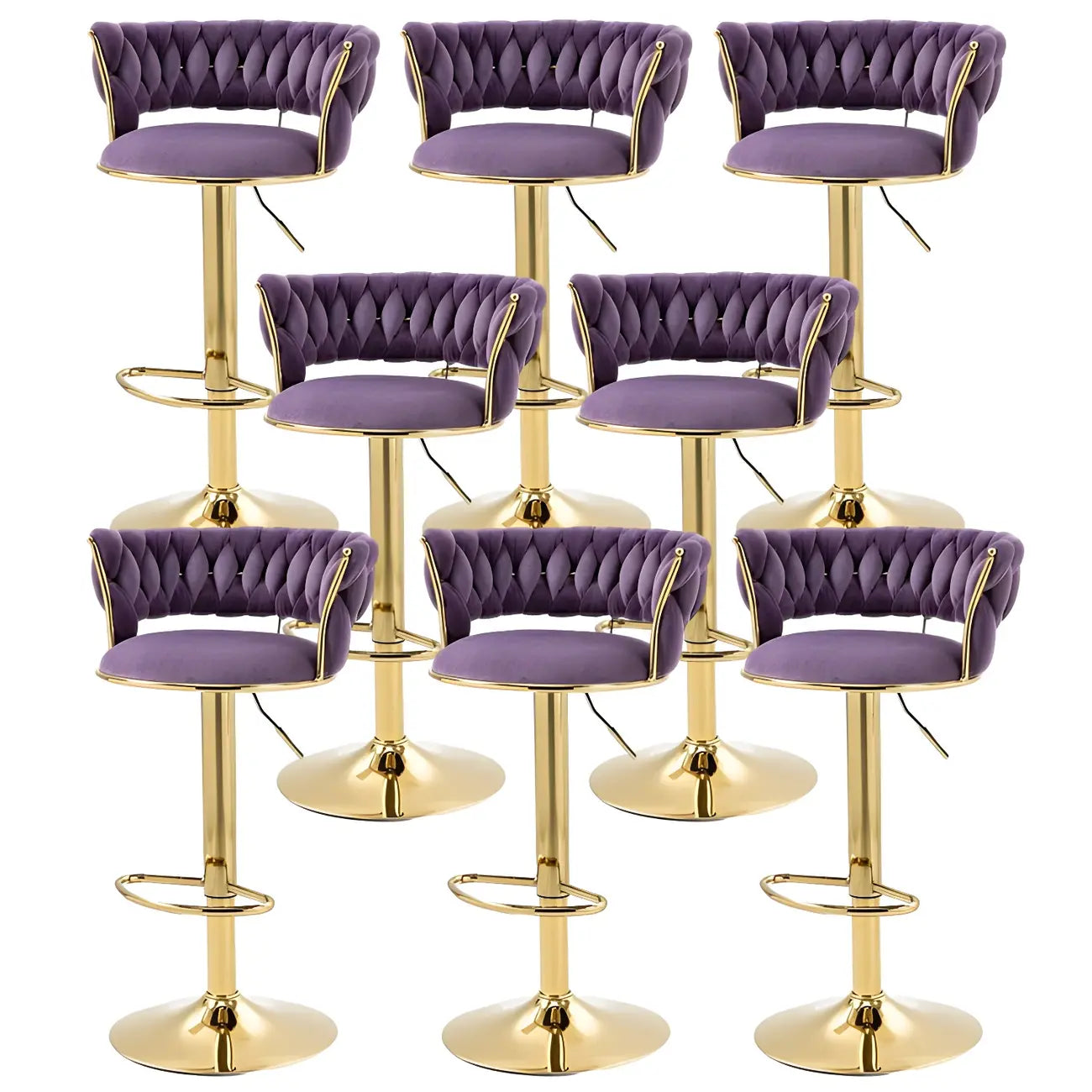 Tabouret de bar pivotant réglable à dossier bas et base dorée