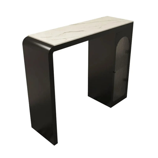 Tables de bar modernes en pierre et métal à double piédestal avec rangement intégré