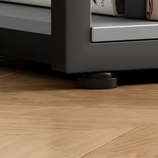 Table de bar moderne à deux étagères en métal et plateau en pierre, idéale pour une cuisine ou un pub.