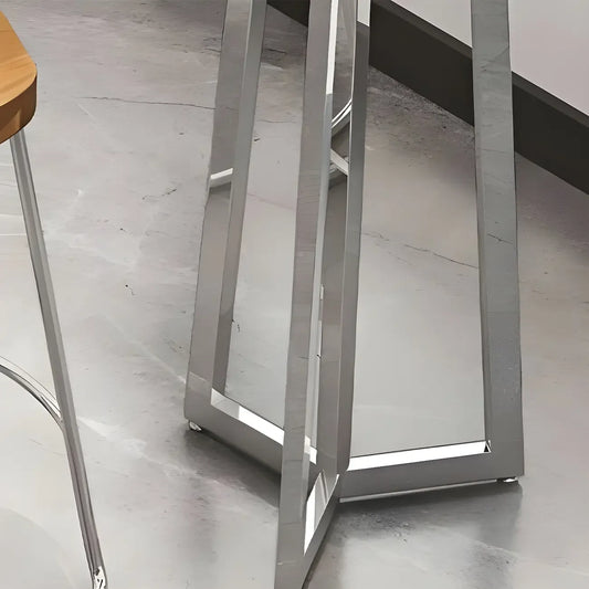 Table de bar élégante en bois avec piètement argenté pour pub