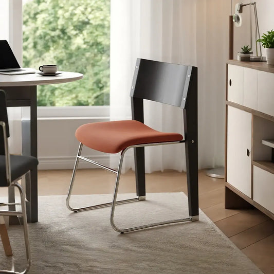 Ensemble de 2 chaises de salle à manger modernes en bois et velours, dossier ouvert, sans accoudoirs