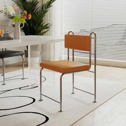 Chaises de salle à manger contemporaines à dossier bas en similicuir et métal