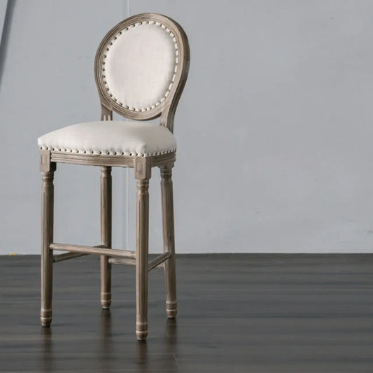 Tabourets de bar de style campagnard français en bois massif blanc avec dossier