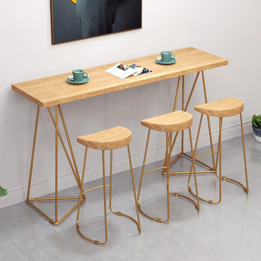 Tables de bar modernes glamour en bois naturel doré sur pied