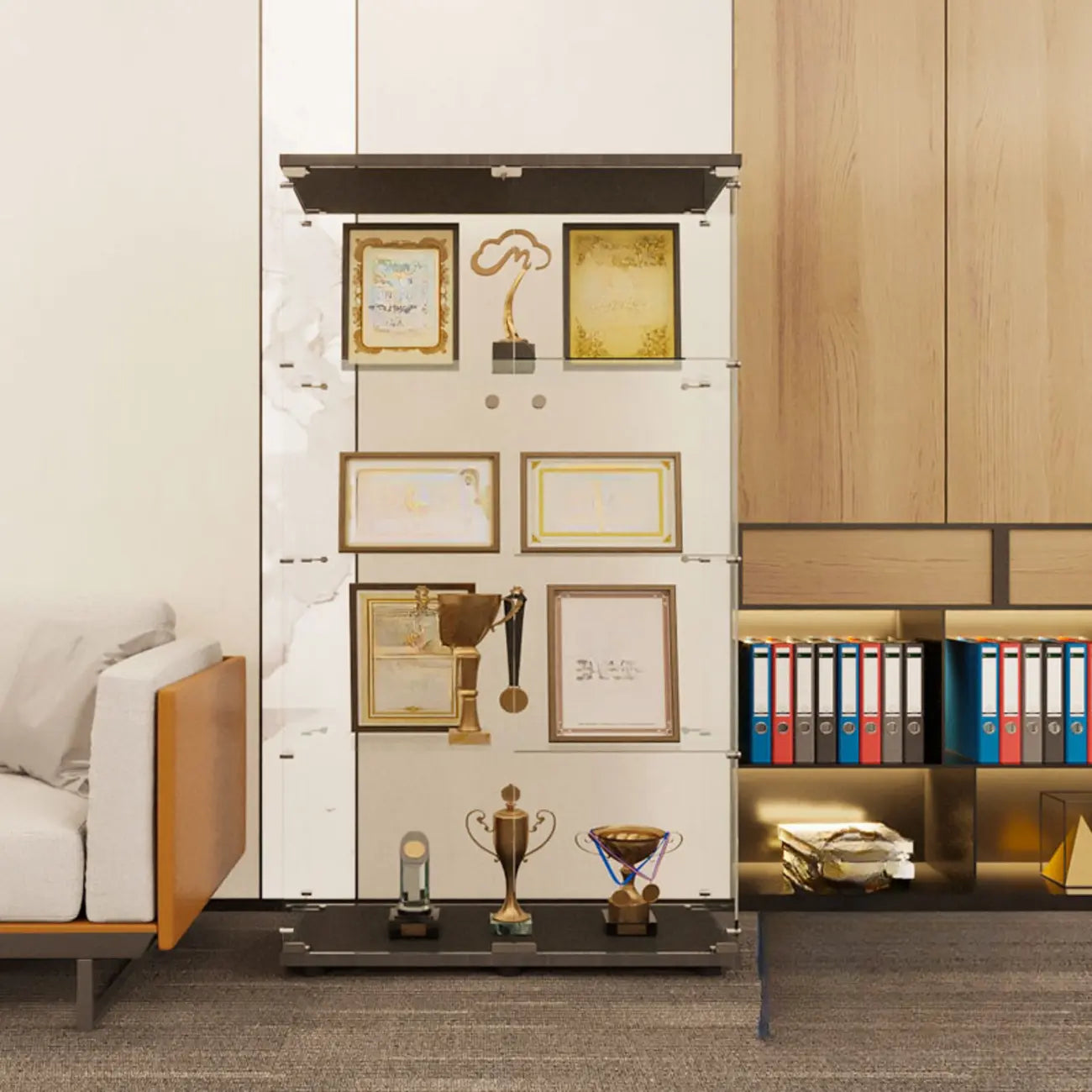 Étagère réglable noire, vitrine de rangement ouverte