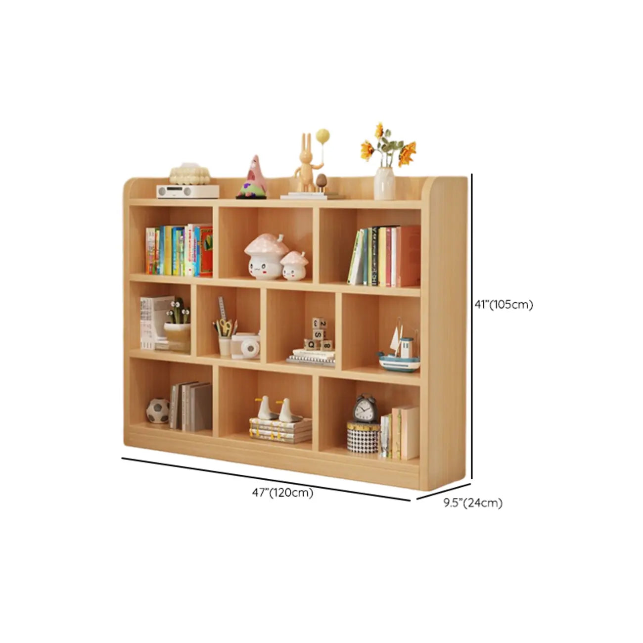 Bibliothèque ouverte à 10 cubes en bois durable avec finition naturelle