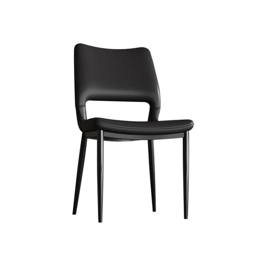 Chaise de salle à manger moderne en similicuir, dossier bas ouvert et sans accoudoirs