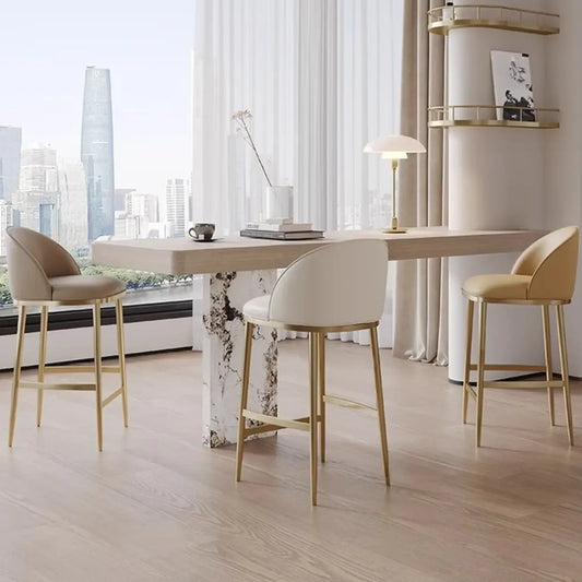 Tabourets de bar en cuir style Mid-Century Modern, hauteur comptoir