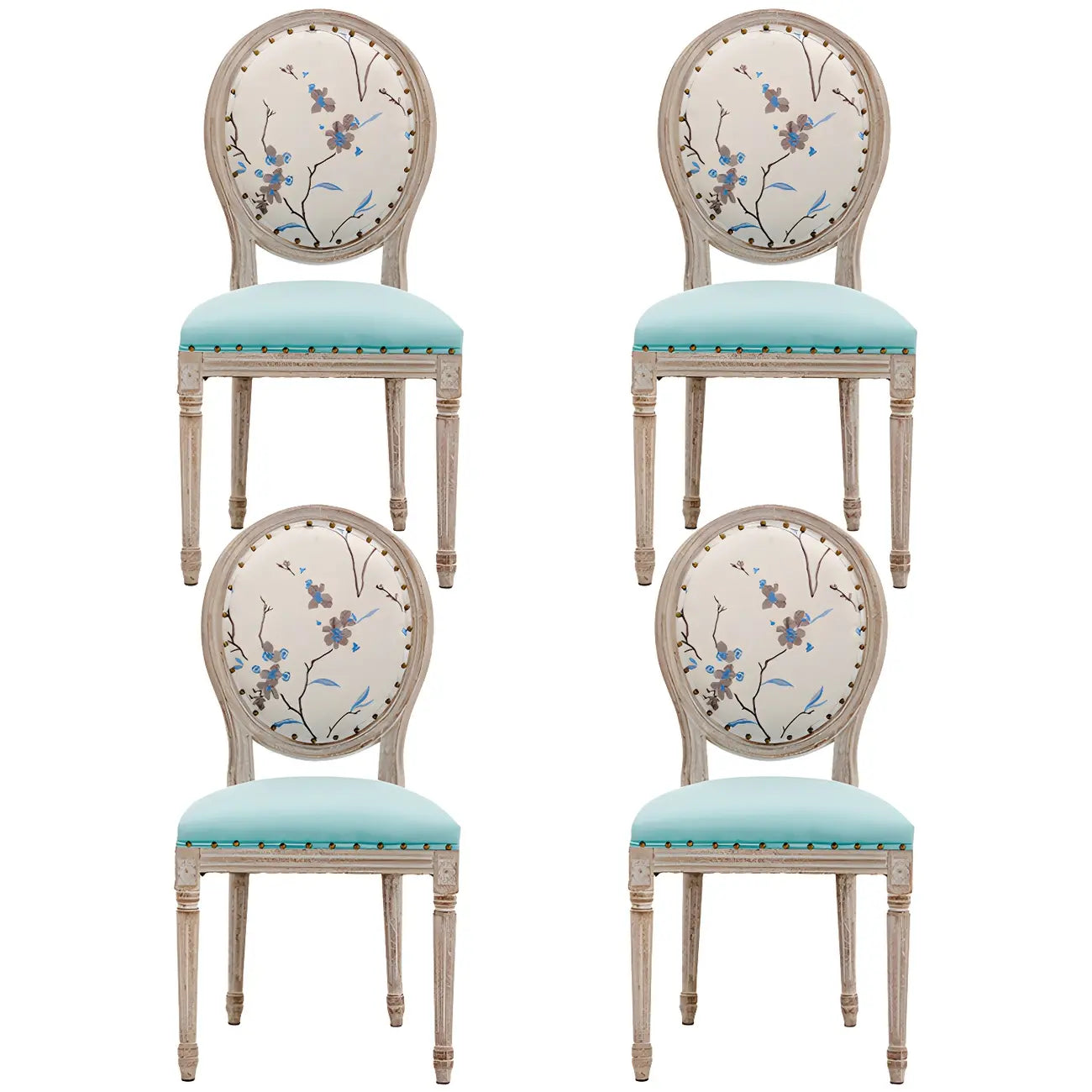 Chaise de salle à manger King Louis rembourrée avec dossier clair en bois