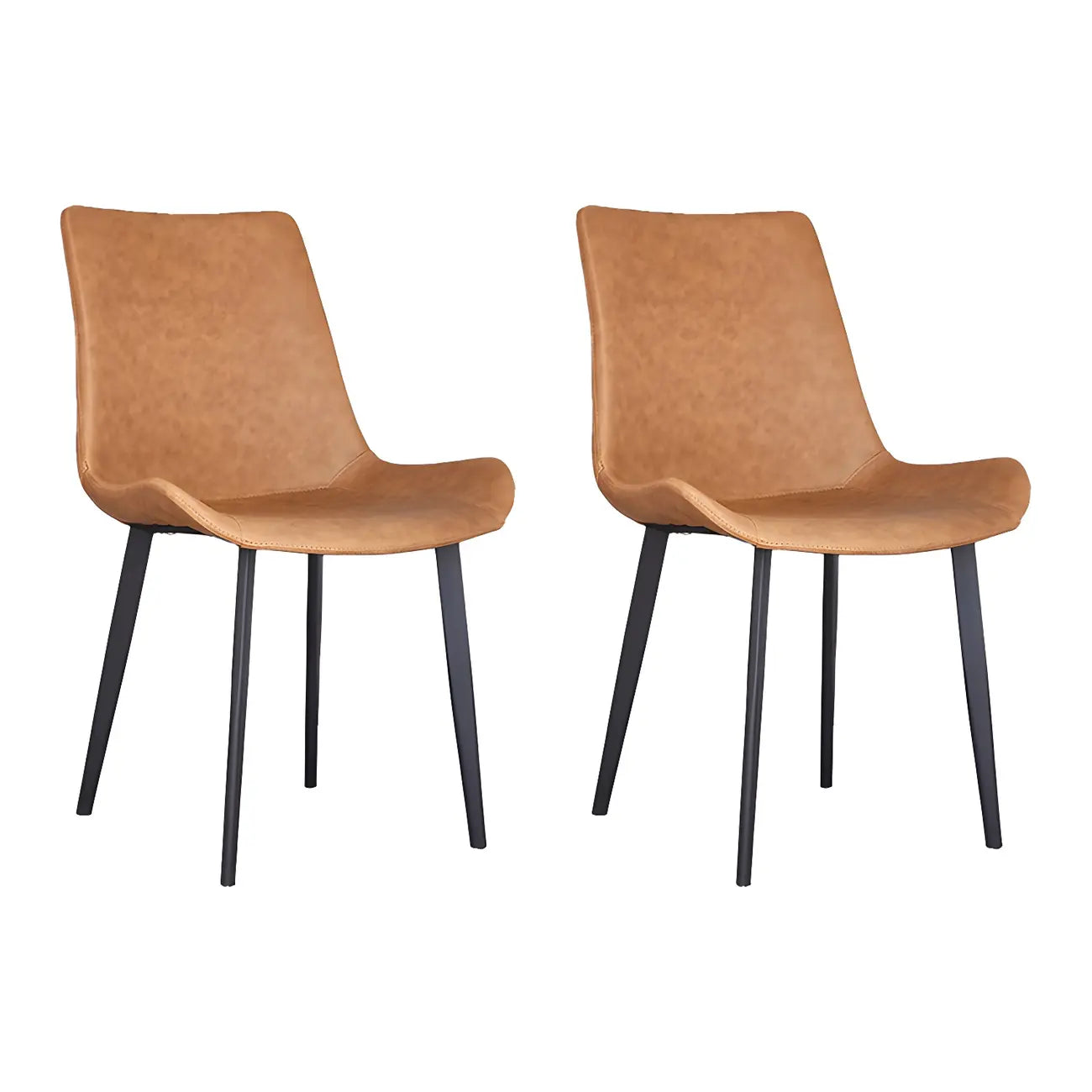Ensemble de 2 chaises de salle à manger de style industriel moderne avec revêtement en cuir