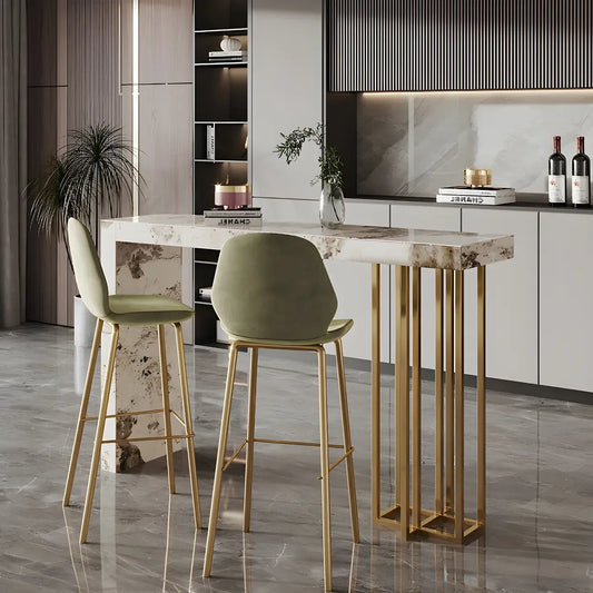 Tables de bar rectangulaires Glam Pandora en pierre dorée