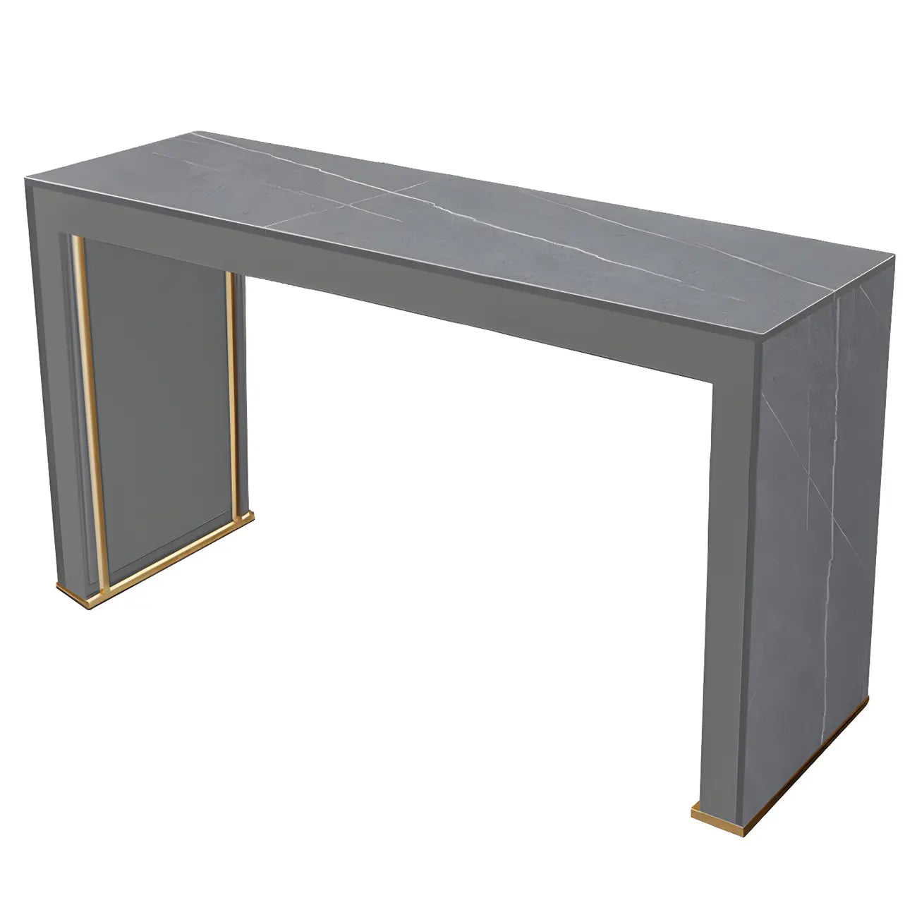 Tables de bar modernes à double piétement en bois et plateau en pierre blanche