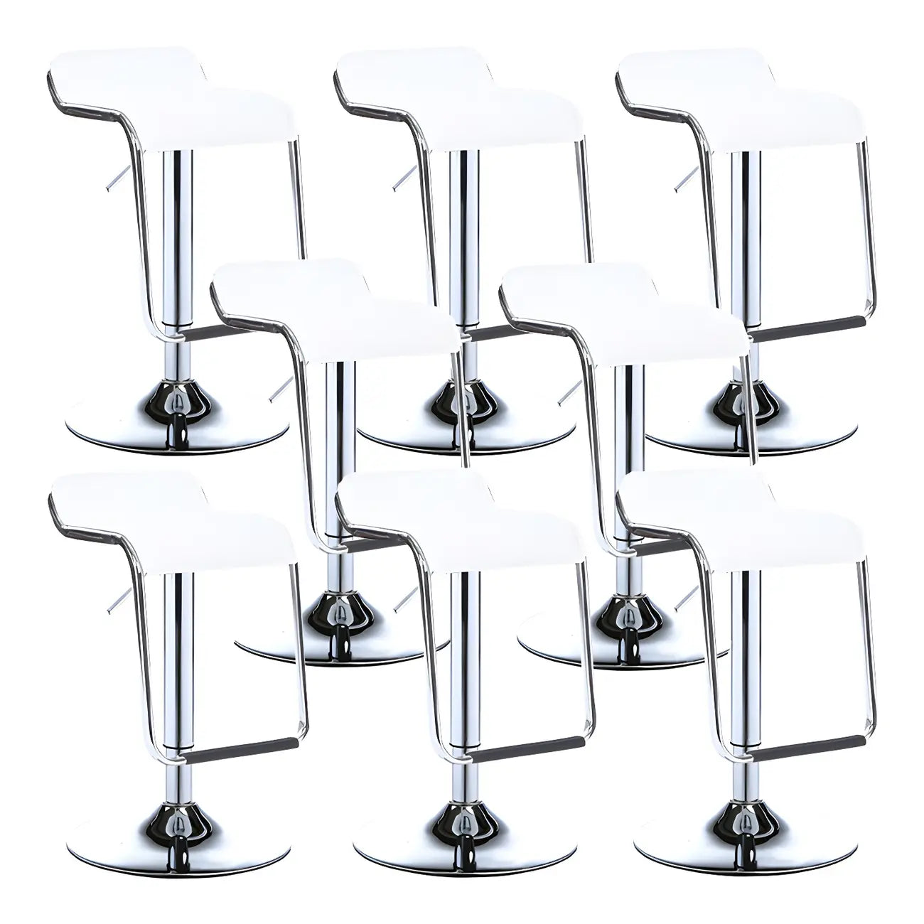 Tabouret de bar pivotant moderne sur pied, hauteur réglable, dossier bas, revêtement en similicuir.