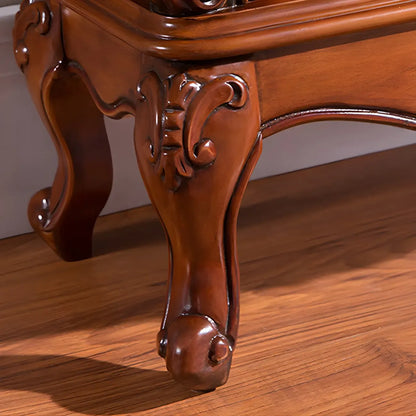 Vitrine traditionnelle en bois brun avec portes vitrées