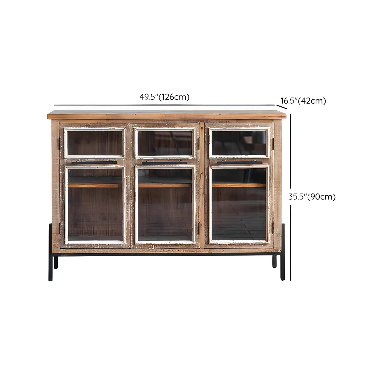 vaisselier en bois brun de style campagnard français avec porte vitrée