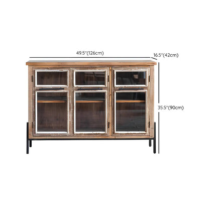 vaisselier en bois brun de style campagnard français avec porte vitrée