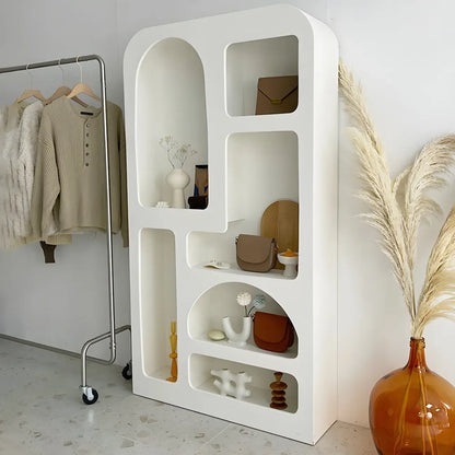 Vitrine à plusieurs étagères ouverte en bois blanc