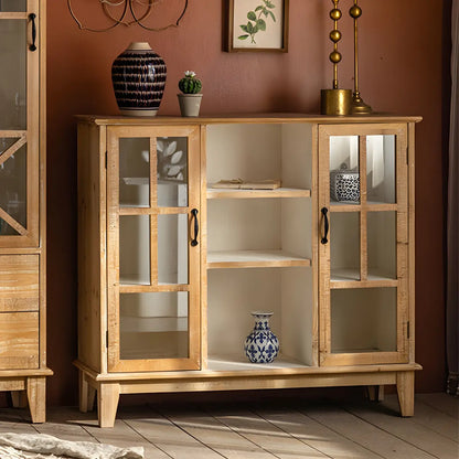 Vitrine standard avec portes vitrées en bois clair naturel