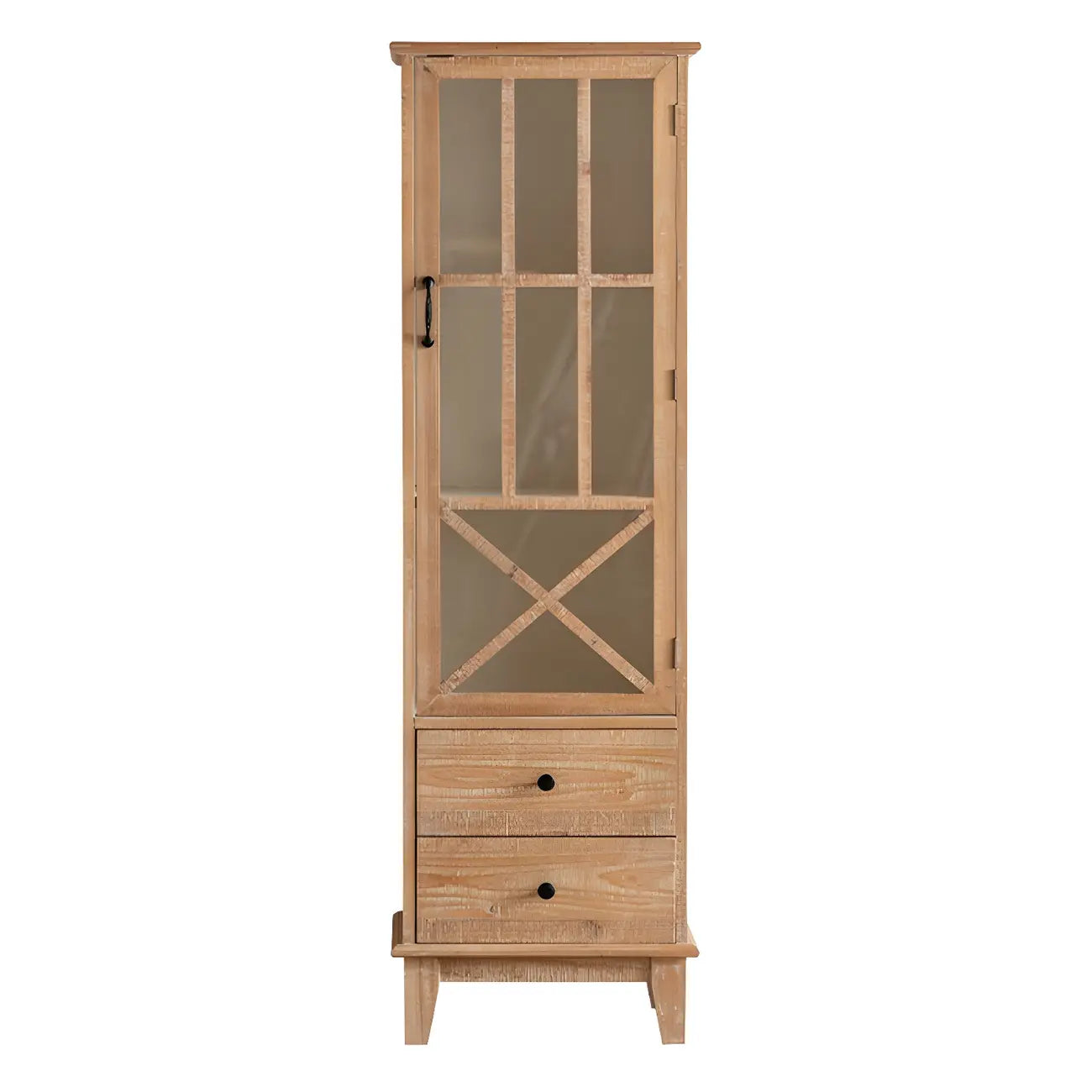 Vitrine standard avec portes vitrées en bois clair naturel