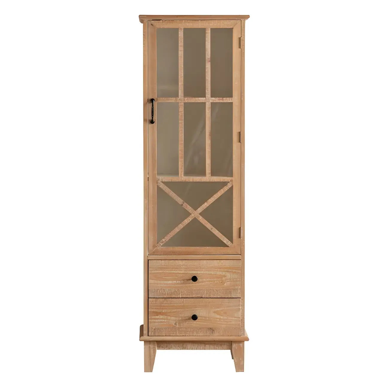 Vitrine standard avec portes vitrées en bois clair naturel