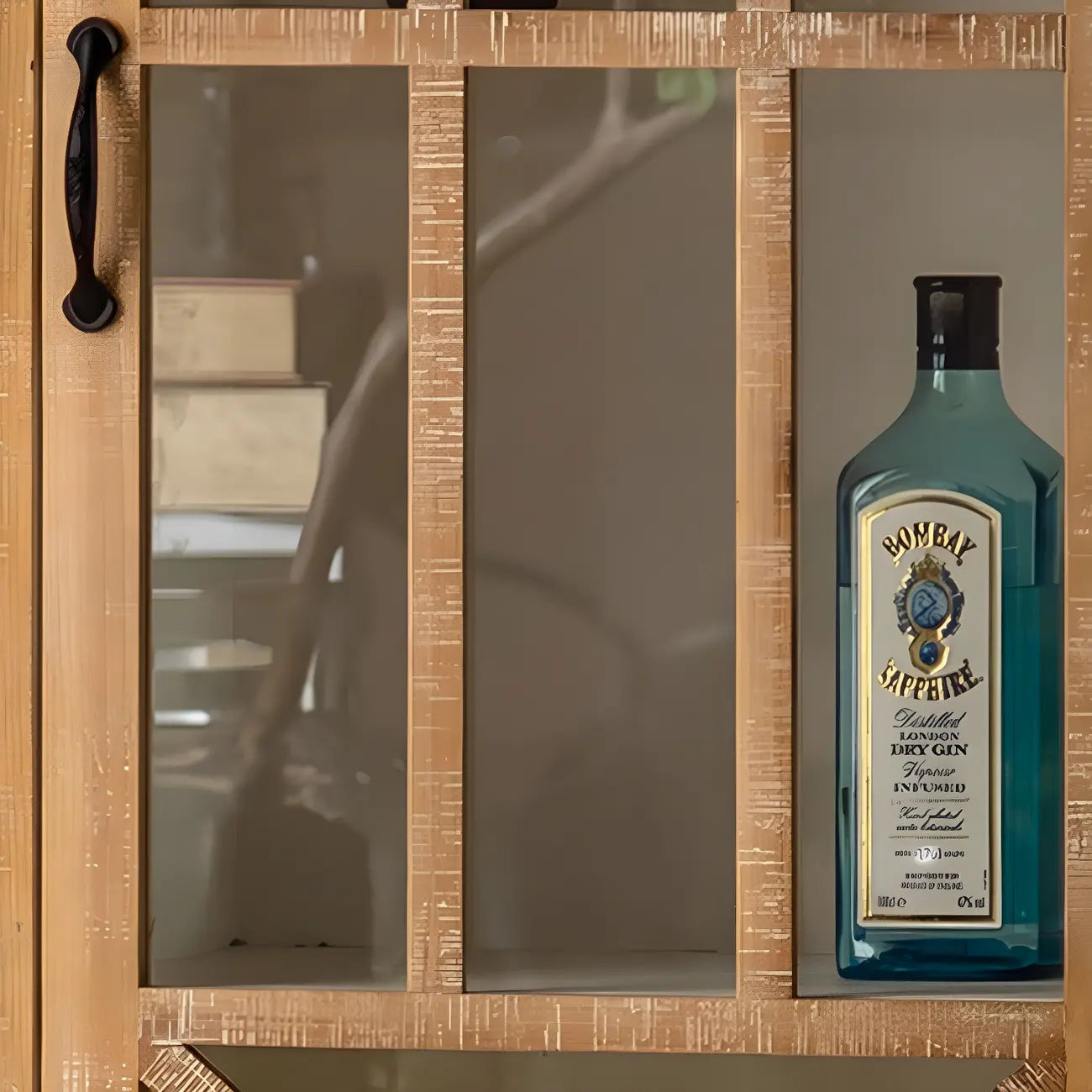 Vitrine standard avec portes vitrées en bois clair naturel