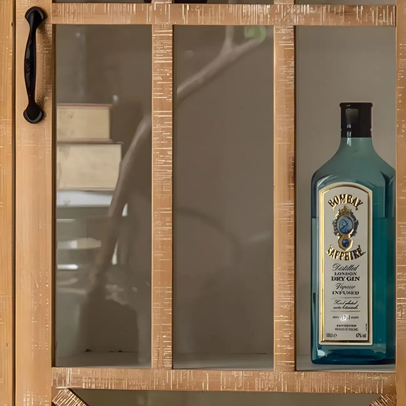 Vitrine standard avec portes vitrées en bois clair naturel