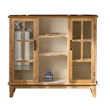 Vitrine standard avec portes vitrées en bois clair naturel