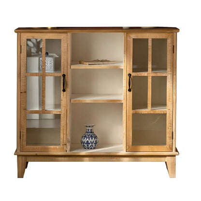 Vitrine standard avec portes vitrées en bois clair naturel