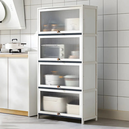 vaisselier de cuisine moderne en acier gris anthracite avec porte vitrée