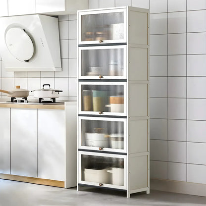 vaisselier de cuisine moderne en acier gris anthracite avec porte vitrée