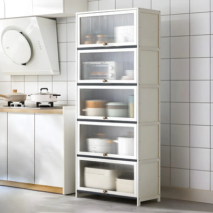 vaisselier de cuisine moderne en acier gris anthracite avec porte vitrée