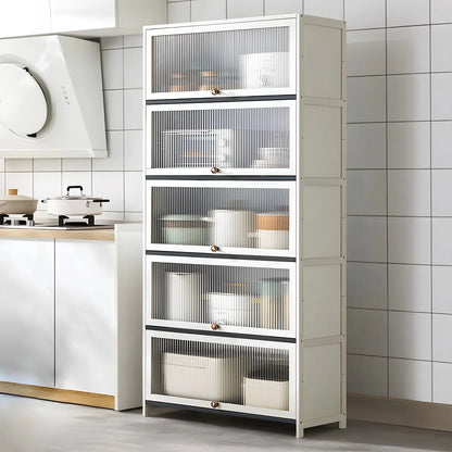 vaisselier de cuisine moderne en acier gris anthracite avec porte vitrée