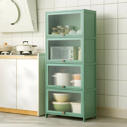 vaisselier de cuisine moderne en acier gris anthracite avec porte vitrée