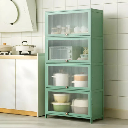 vaisselier de cuisine moderne en acier gris anthracite avec porte vitrée