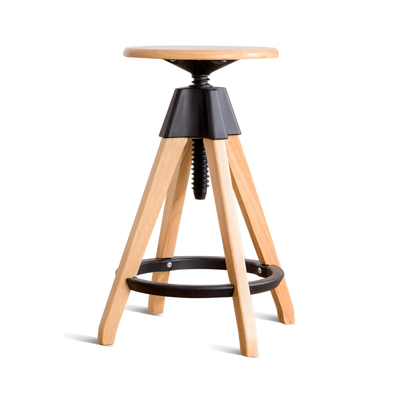 Tabourets de bar pivotants sans dossier réglables en bois marron