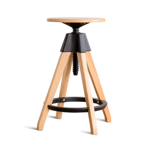 Tabourets de bar pivotants sans dossier réglables en bois marron
