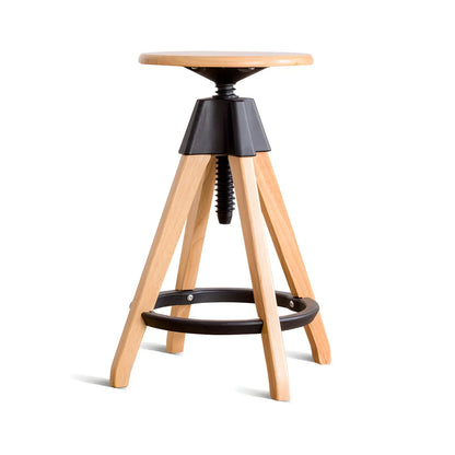 Tabourets de bar pivotants sans dossier réglables en bois marron