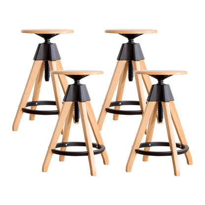 Tabourets de bar pivotants sans dossier réglables en bois marron