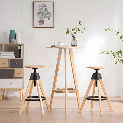 Tabourets de bar pivotants sans dossier réglables en bois marron