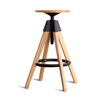 Tabourets de bar pivotants sans dossier réglables en bois marron