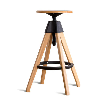 Tabourets de bar pivotants sans dossier réglables en bois marron