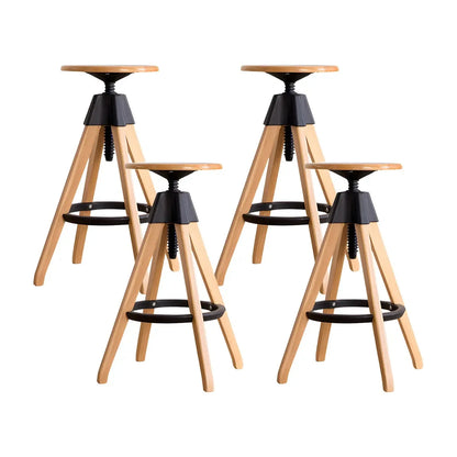 Tabourets de bar pivotants sans dossier réglables en bois marron
