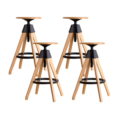 Tabourets de bar pivotants sans dossier réglables en bois marron
