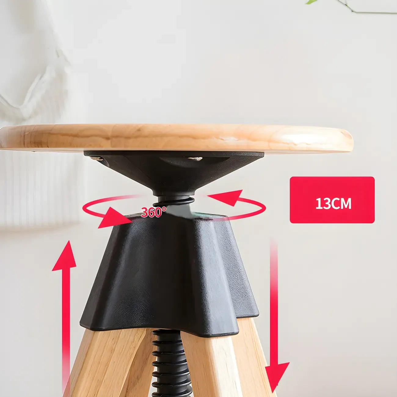 Tabourets de bar pivotants sans dossier réglables en bois marron